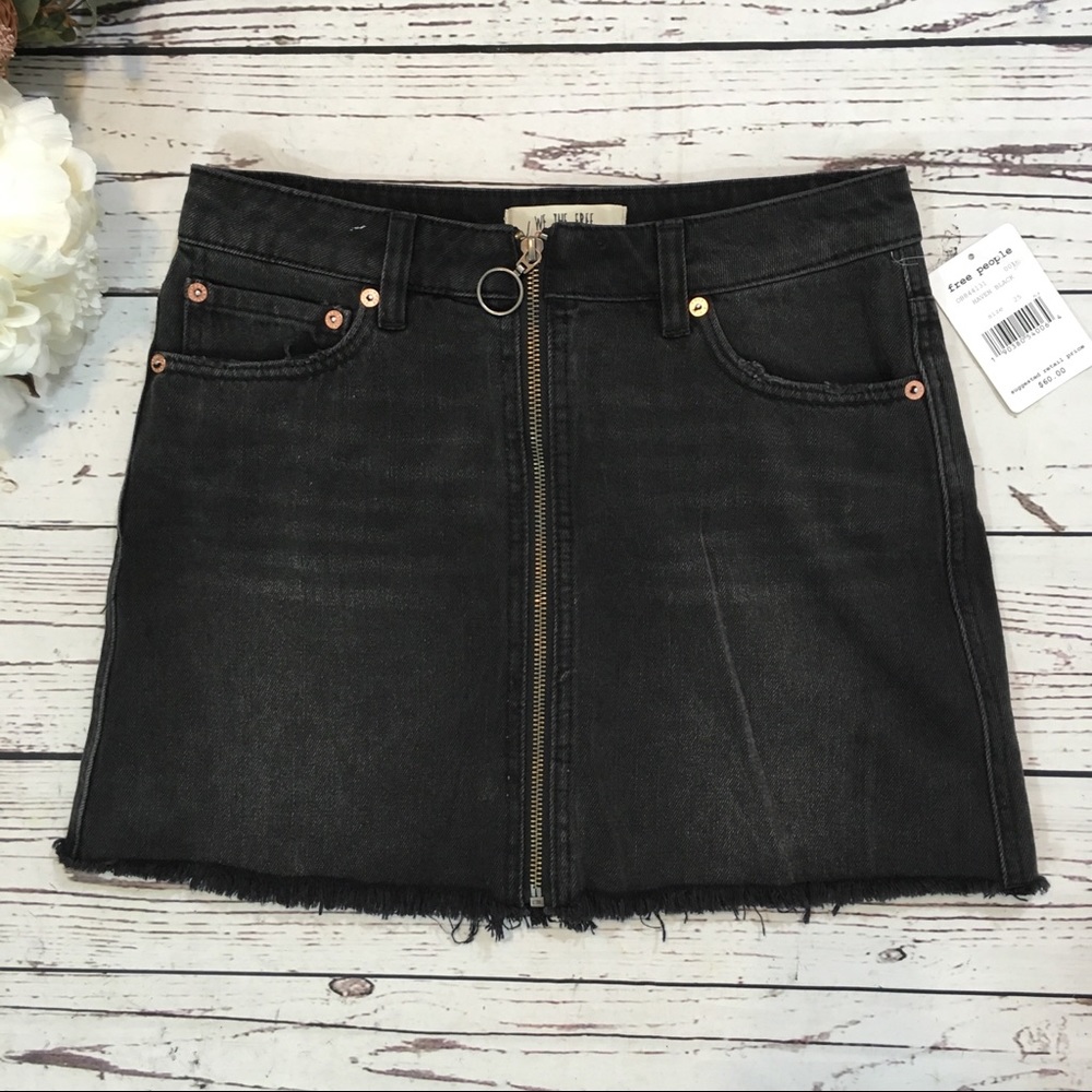 Free people distressed zip it up skirt NWT - Picture 5 of 9